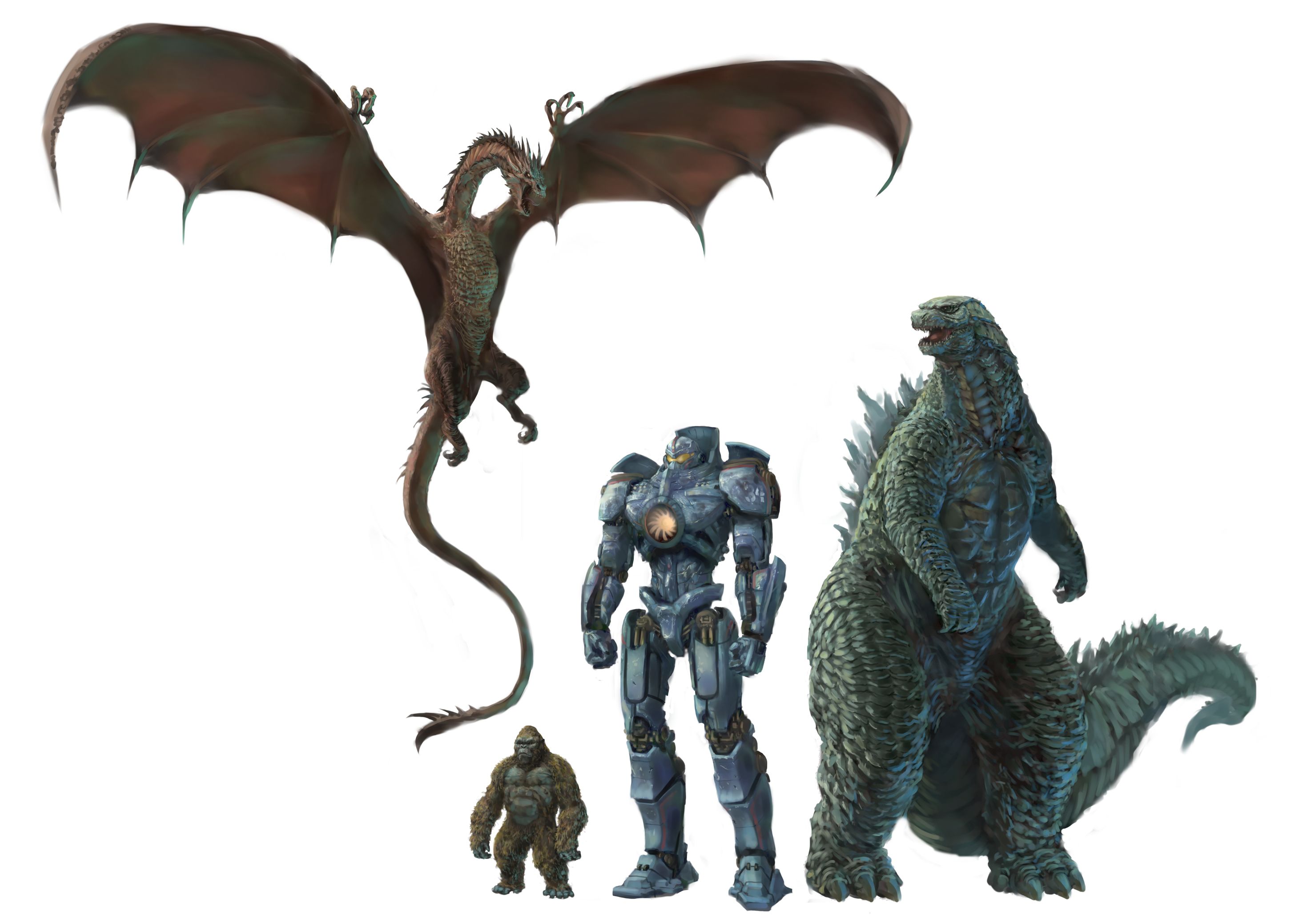 哥吉拉为主的巨大怪兽身高比较图