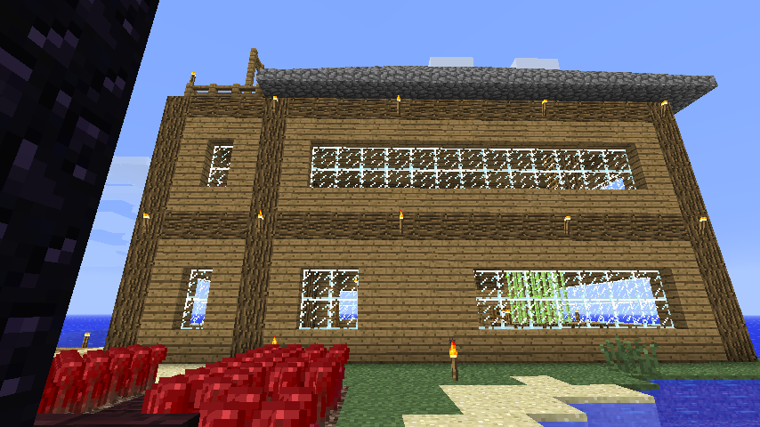 建築 生存模式中的海邊小屋 圖多 Minecraft 我的世界 當個創世神 哈啦板 巴哈姆特