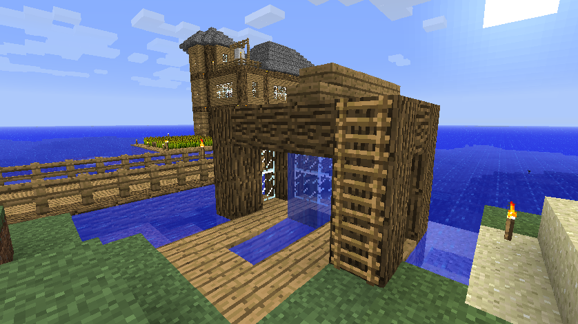 建築 生存模式中的海邊小屋 圖多 Minecraft 我的世界 當個創世神 哈啦板 巴哈姆特