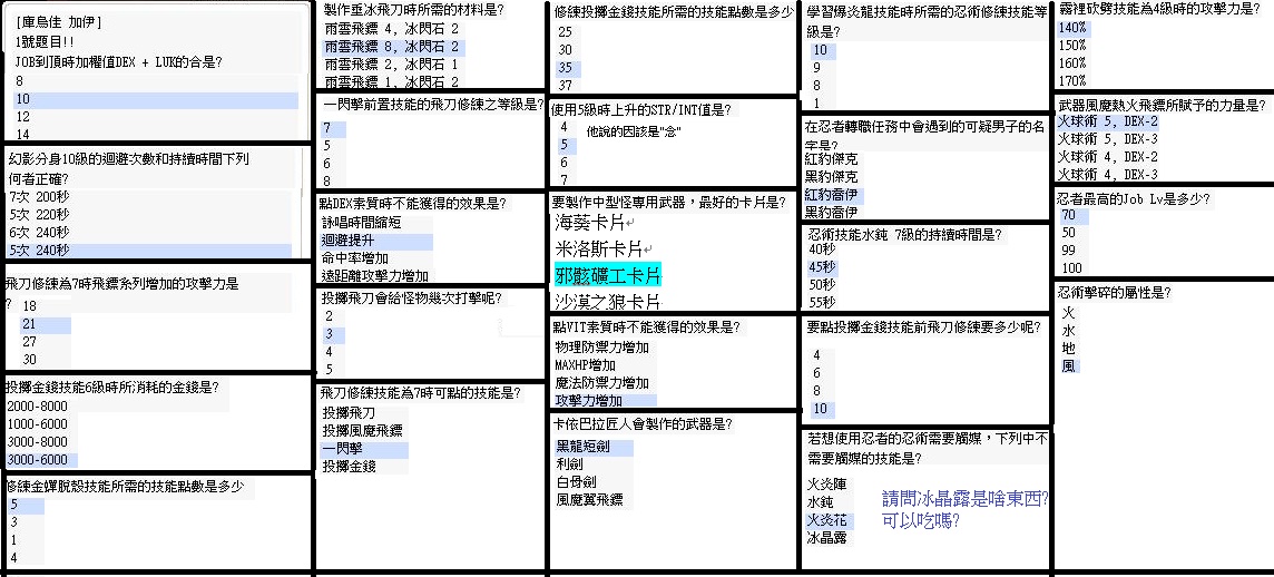 攻略 影狼 朧轉職流程 附智力測驗題庫 Ro 仙境傳說online 哈啦板 巴哈姆特