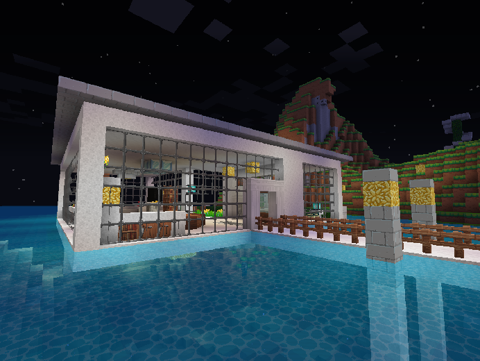 心得 簡約 單層水上現代簡約別墅 Minecraft 我的世界 當個創世神 哈啦板 巴哈姆特