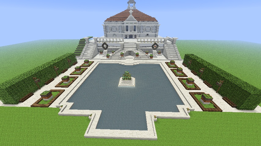 建築 小天自由創作 歐式建築 花園水池宿舍 Minecraft 我的世界 當個創世神 哈啦板 巴哈姆特