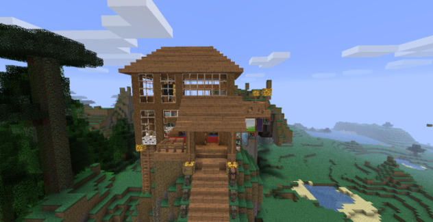 心得 楓風自製山丘上的小木屋 Minecraft 我的世界 當個創世神 哈啦板 巴哈姆特