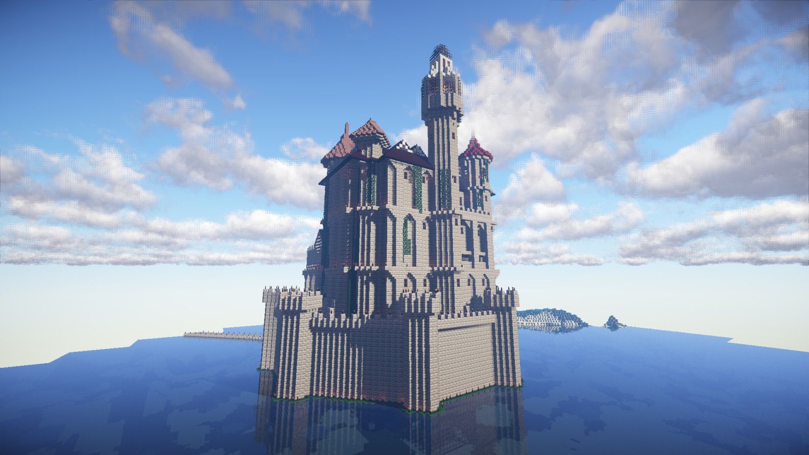 心得 第一次做大建築 水上城堡 Minecraft 我的世界 當個創世神 哈啦板 巴哈姆特