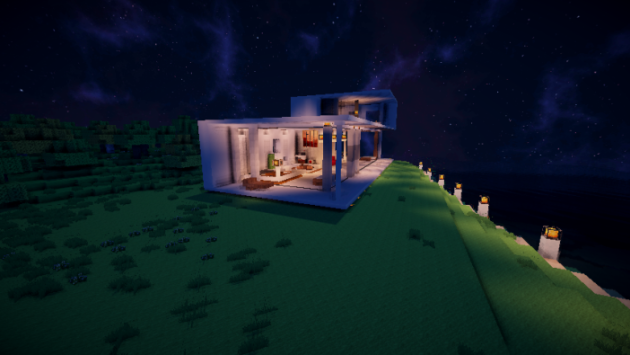 【閒聊】海邊x落地窗x無隱私 現代極簡建築 (新增庭院!!) @Minecraft 我的世界（當個創世神） 哈啦板 - 巴哈姆特