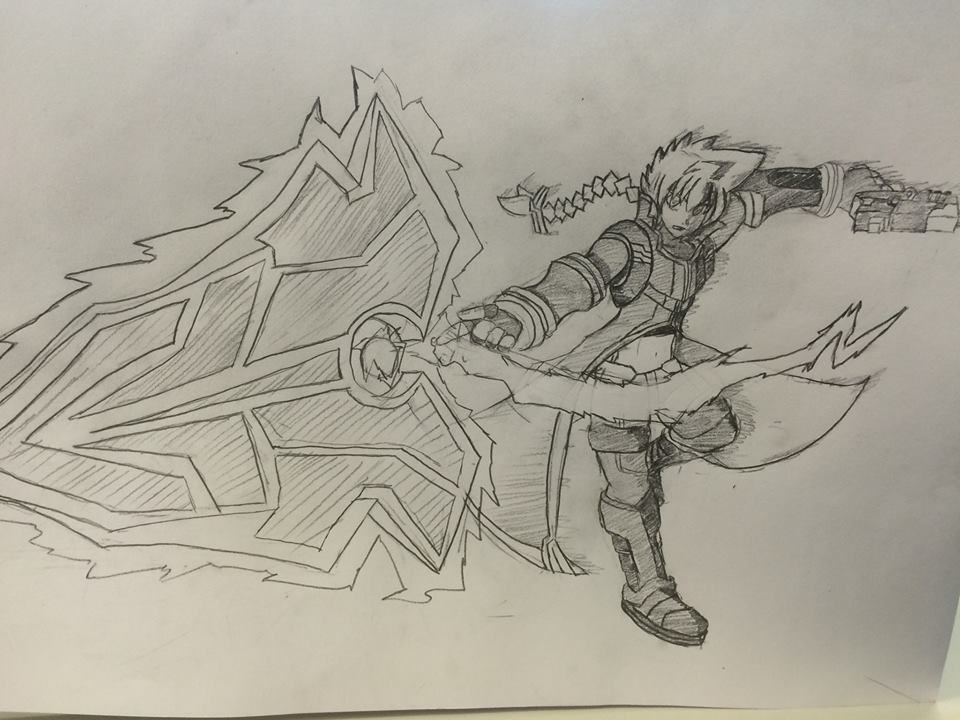 其他 劣繪 迸れ 蒼き雷霆 アームトブルー 火花聖剣 スパークカリバー 蒼藍雷霆鋼佛特哈啦板 巴哈姆特