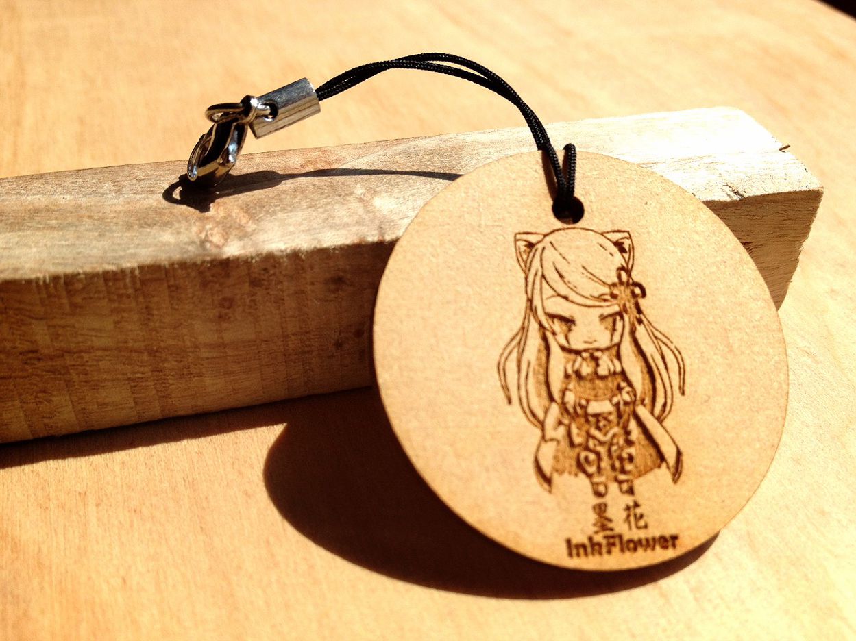 雷雕 墨花鑰匙圈鍊 問號鉤吊飾 Kcleeichigo的創作 巴哈姆特