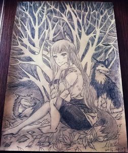 情報】【初版100枚限定】狼と香辛料浮世絵木版画狼桜美人図ホロ（再販
