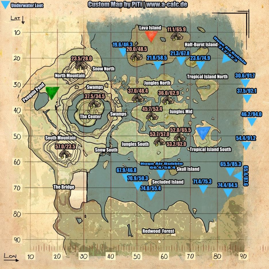 Ark Island Artifact Map