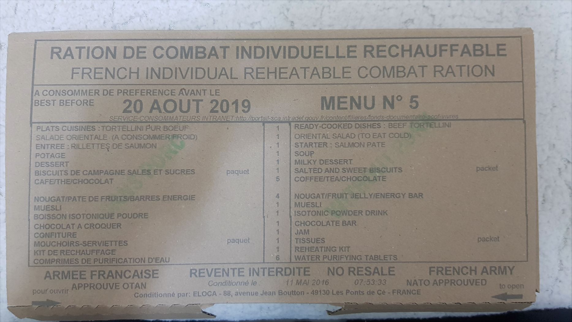 【心得】FRENCH RCIR 24 HOUR RATION Menu 5 @軍事策略 哈啦板 - 巴哈姆特