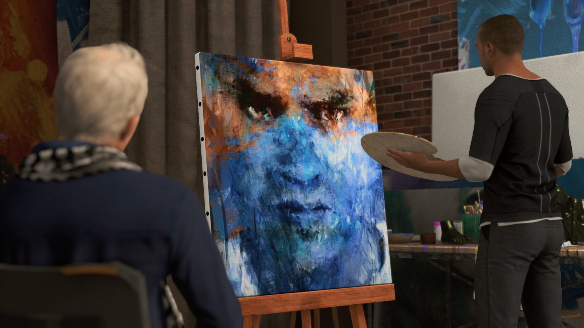 I have a good painting. Картины Маркуса Детройт. Detroit become Human картины Маркуса. Detroit become Human Маркус рисует. Detroit become Human картины Карла.