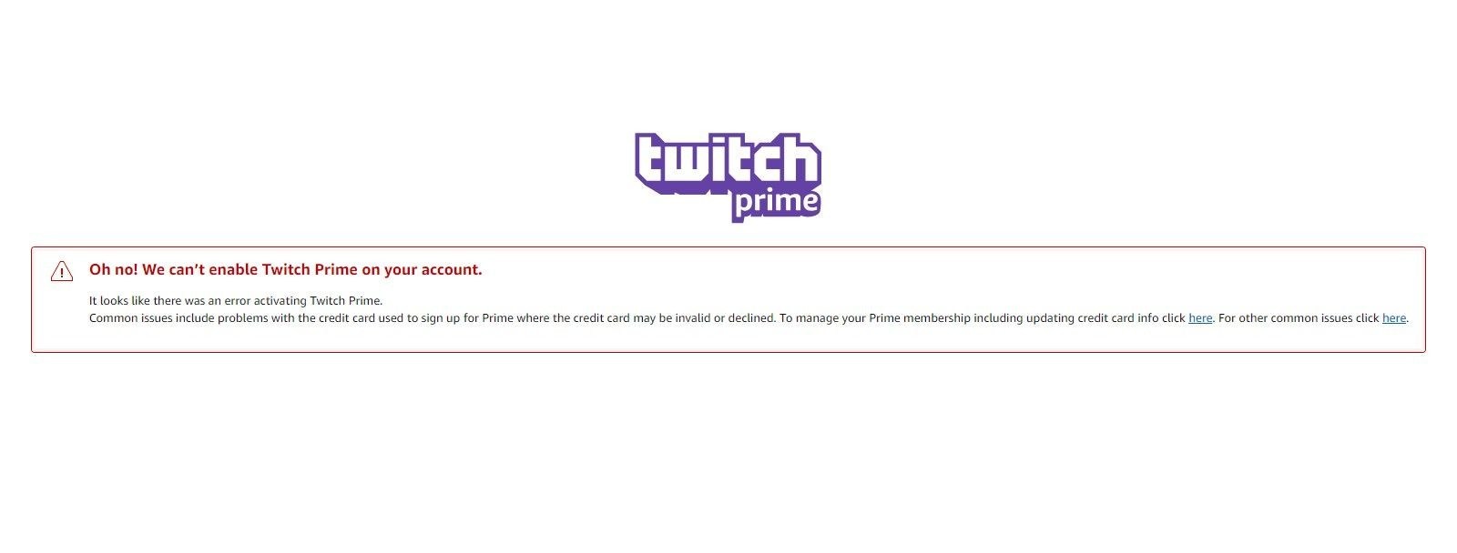 Account has been activated. Твич Error. Банковские карты для Твич Прайм. Проблема Твич. Prime Gaming Card.