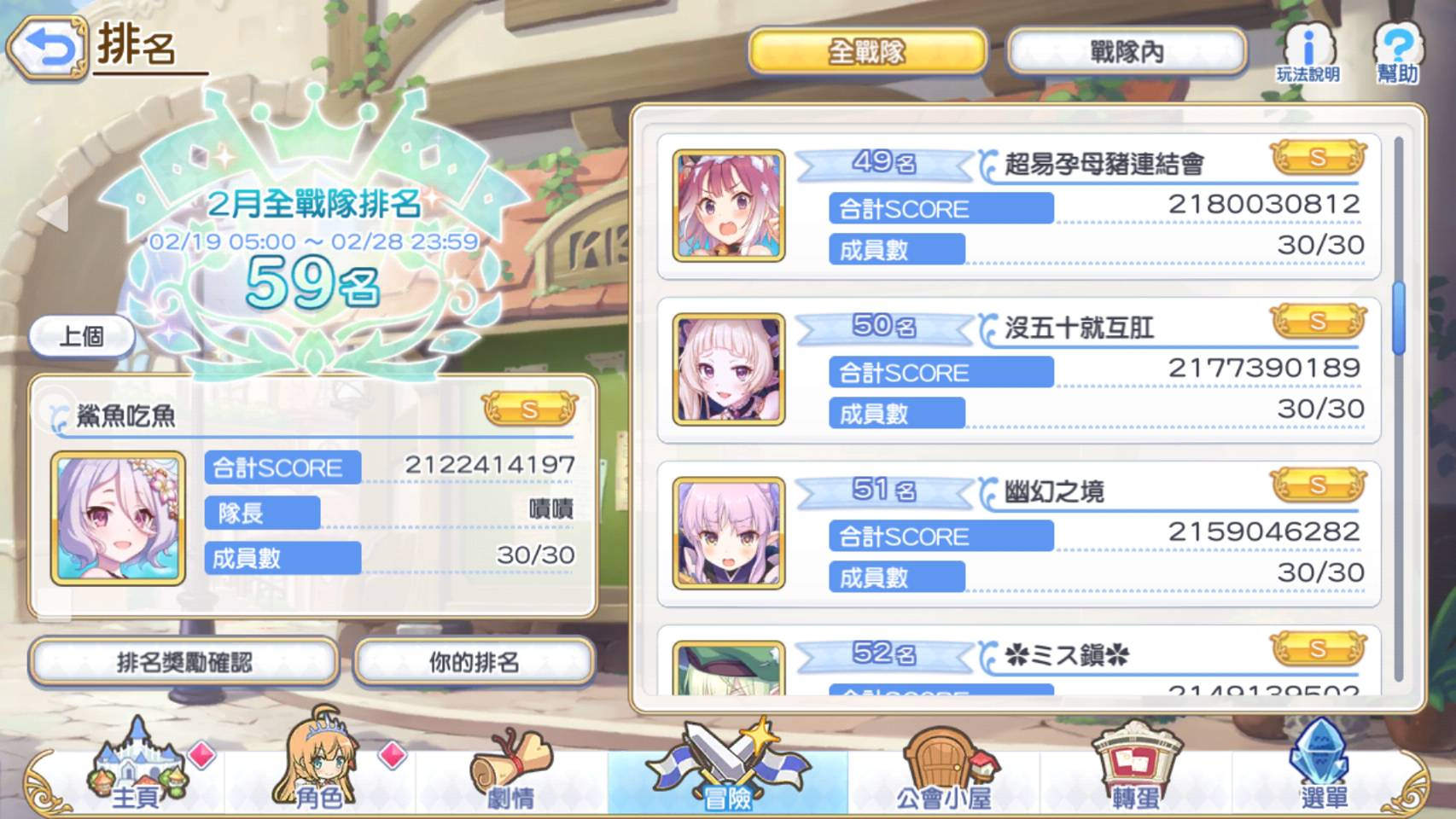 情報 台服公會 鯊魚吃魚 熱情招募中 3月目標前50 保底前100 超異域公主連結 Re Dive 哈啦板 巴哈姆特