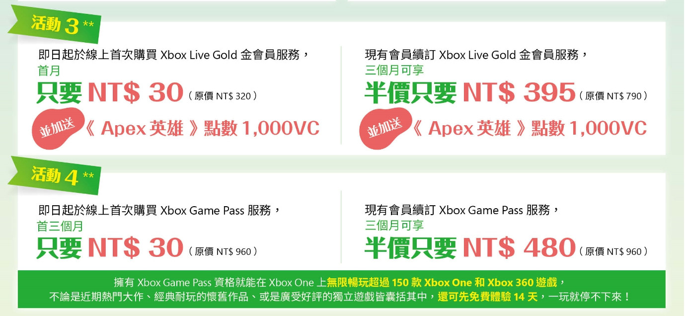 情報 Xbox 春季特賣來臨 Xbox Game Pass 與 Xbox Live 金會員 限時大降價 Xbox One 哈啦板 巴哈姆特