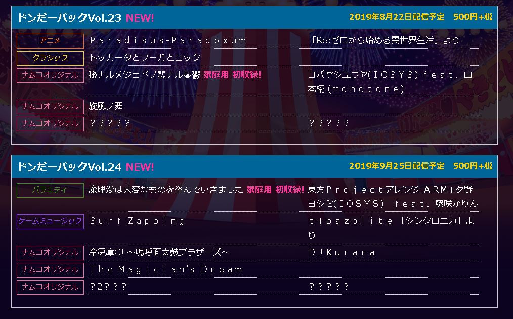 情報】太鼓達人PS4版追加DLC ドンだーパックVol.19～Vol.24セット