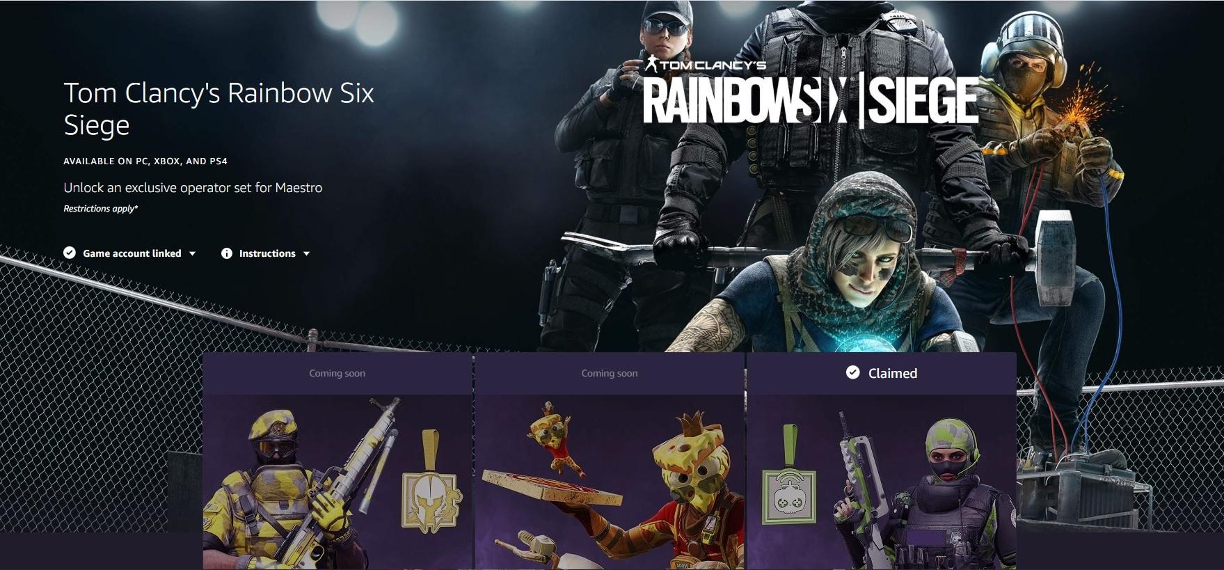 Rainbow Six Siege Twitch Prime loot: how to get R6 Siege Twitch Prime skins