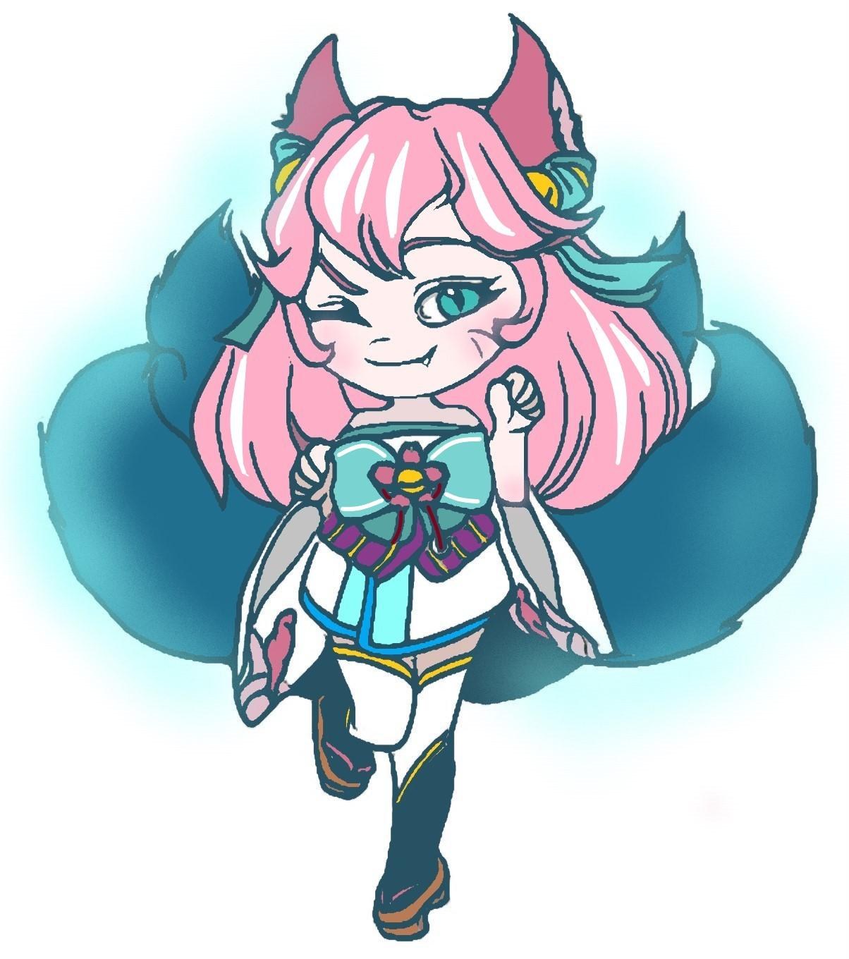 手繪 靈花季q阿璃 8 19用小畫家上色 英雄聯盟league Of Legends 哈啦板 巴哈姆特