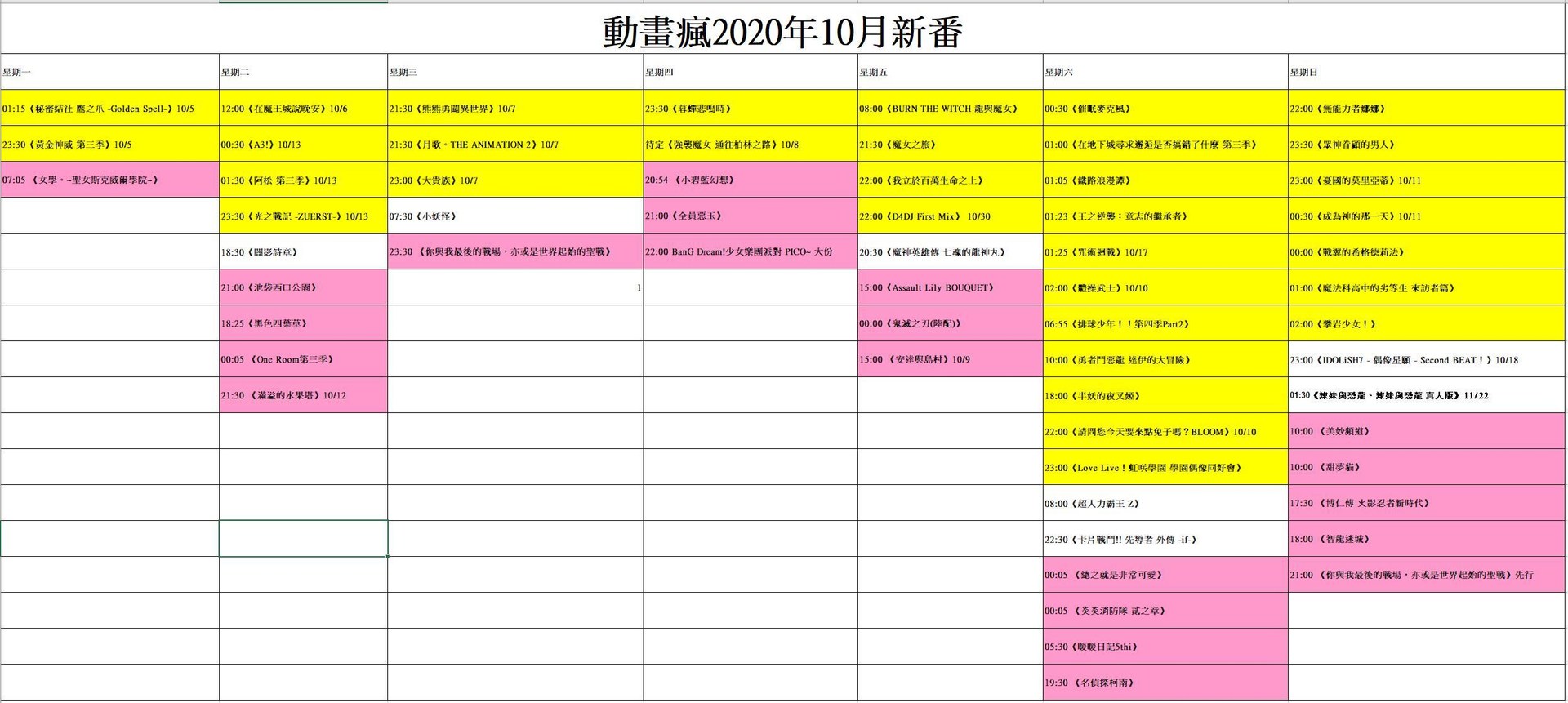 情报 动画疯年10月秋季动画开播与播出时间 宅乐软件园