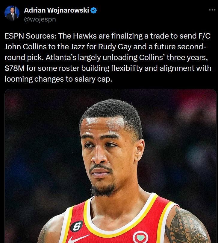 Woj] ESPN Sources: The Hawks are finalizing a trade to send F/C