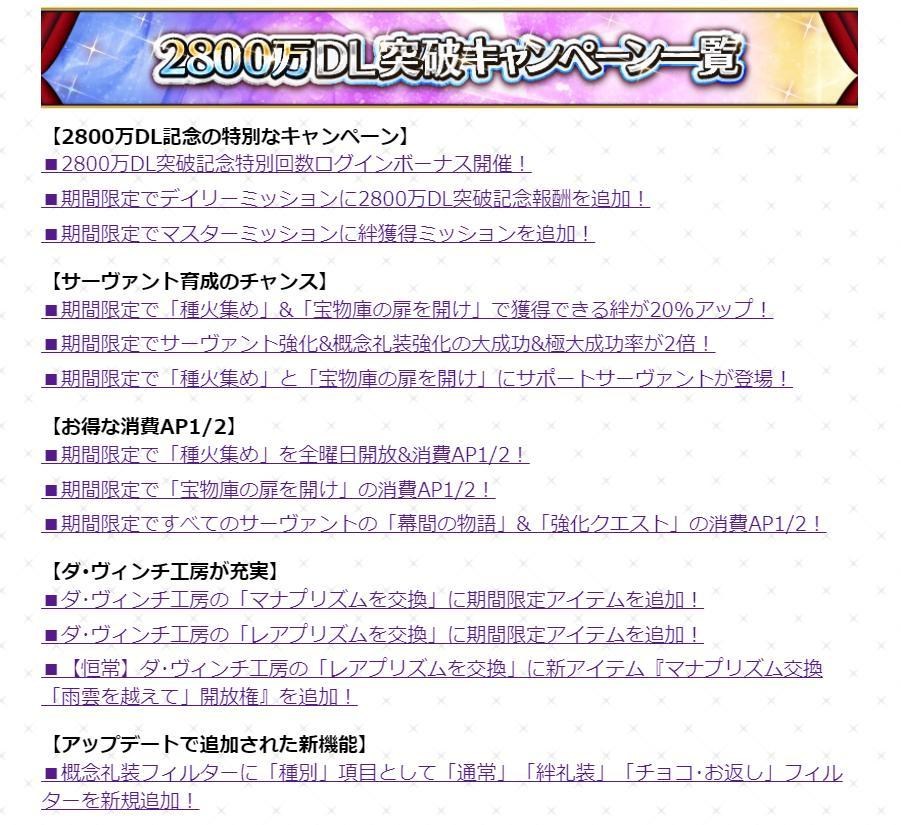 【日版】【期間限定】「2800万DL突破キャンペーン」開催！（內附懶人包） @Fate/Grand Order 哈啦板 - 巴哈姆特