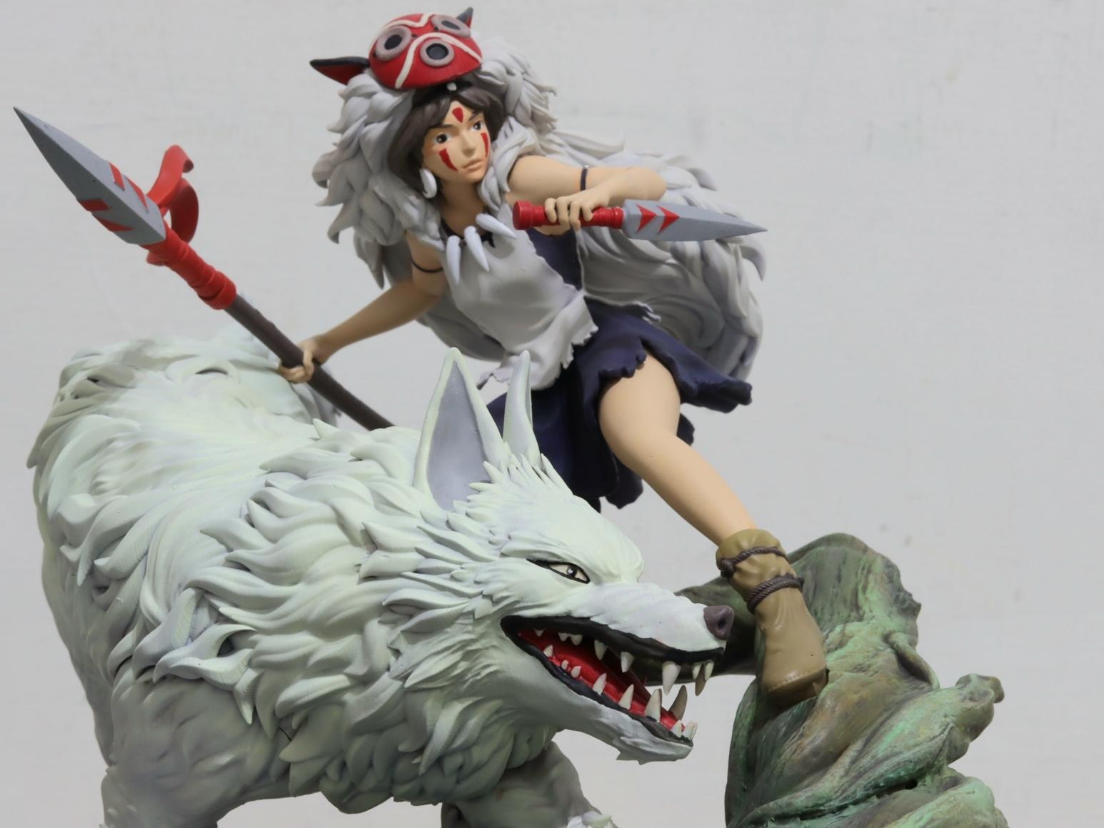 宮崎駿 もののけ姫 千手扉間 樹脂 彫刻 フィギュア スタジオジブリ もののけ姫 A犬神 ＆ サン フィギュア 宮崎駿 - ミニ