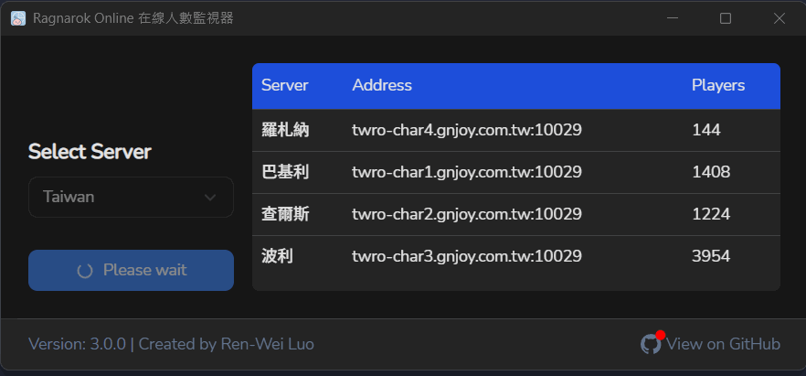 【工具】RO 監聽伺服器人數工具 v3.0.0 @RO 仙境傳說 Online 精華區 - 巴哈姆特