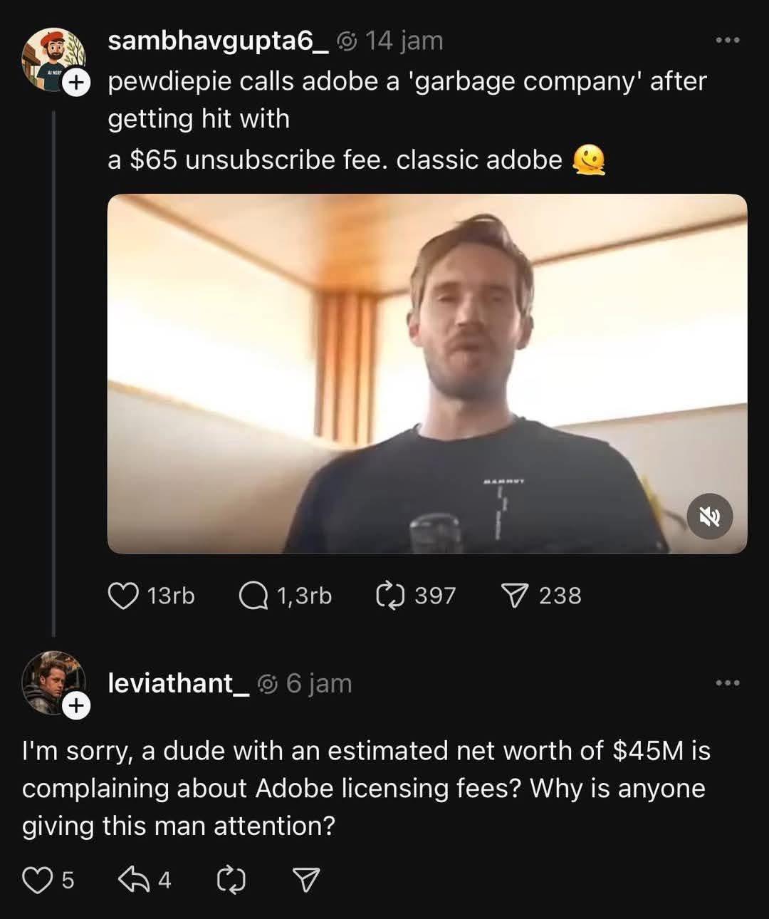 情報】一億YT訂閱的Pewdiepie發影片公開指責Adobe是垃圾公司還有被Window系統折磨的故事@電腦應用綜合討論哈啦板- 巴哈姆特