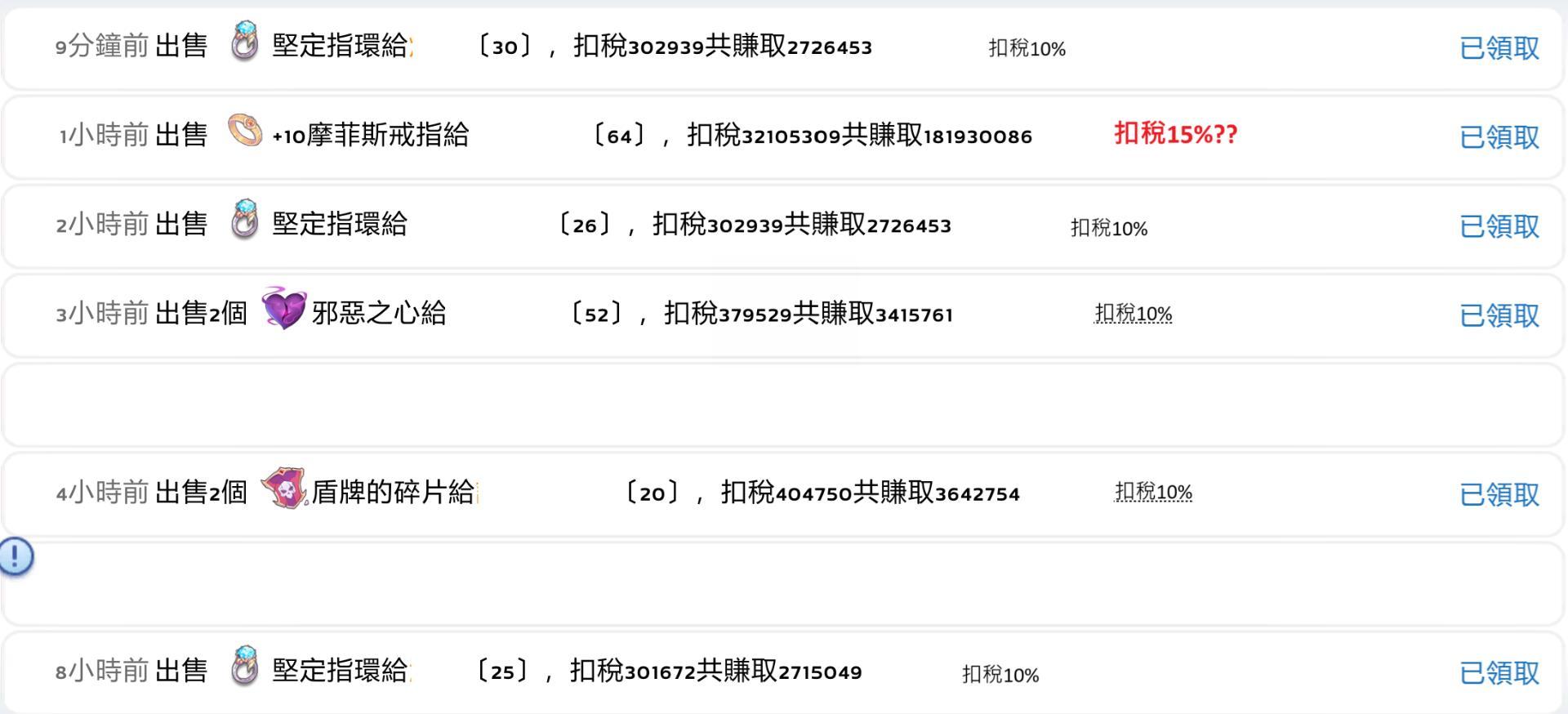 問題】交易所扣稅%到底是多少?當玩家盤子?白癡? @RO 仙境傳說：守護永恆的愛Classic 哈啦板- 巴哈姆特