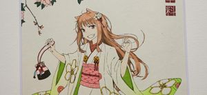 情報】【初版100枚限定】狼と香辛料浮世絵木版画狼桜美人図ホロ（再販