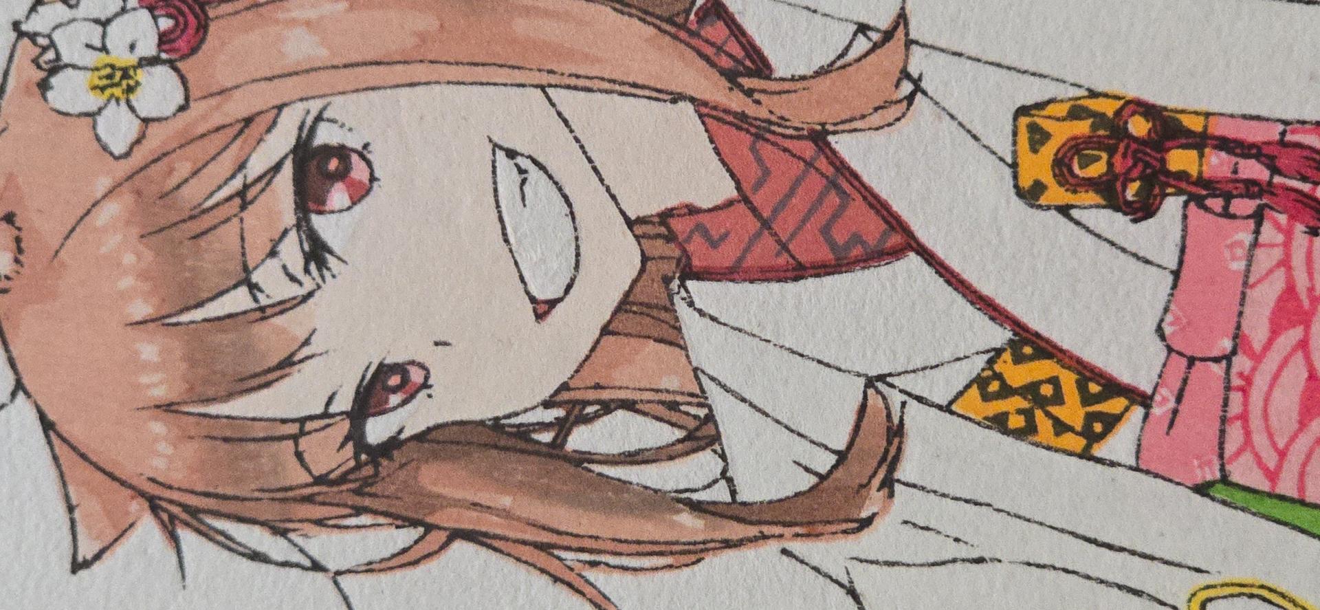 【第二刷限定100枚】狼と香辛料 浮世絵木版画 狼桜美人図  ホロ 狼と香辛料』ホロの浮世絵“狼桜美人図”が目にも鮮やかな新緑ver