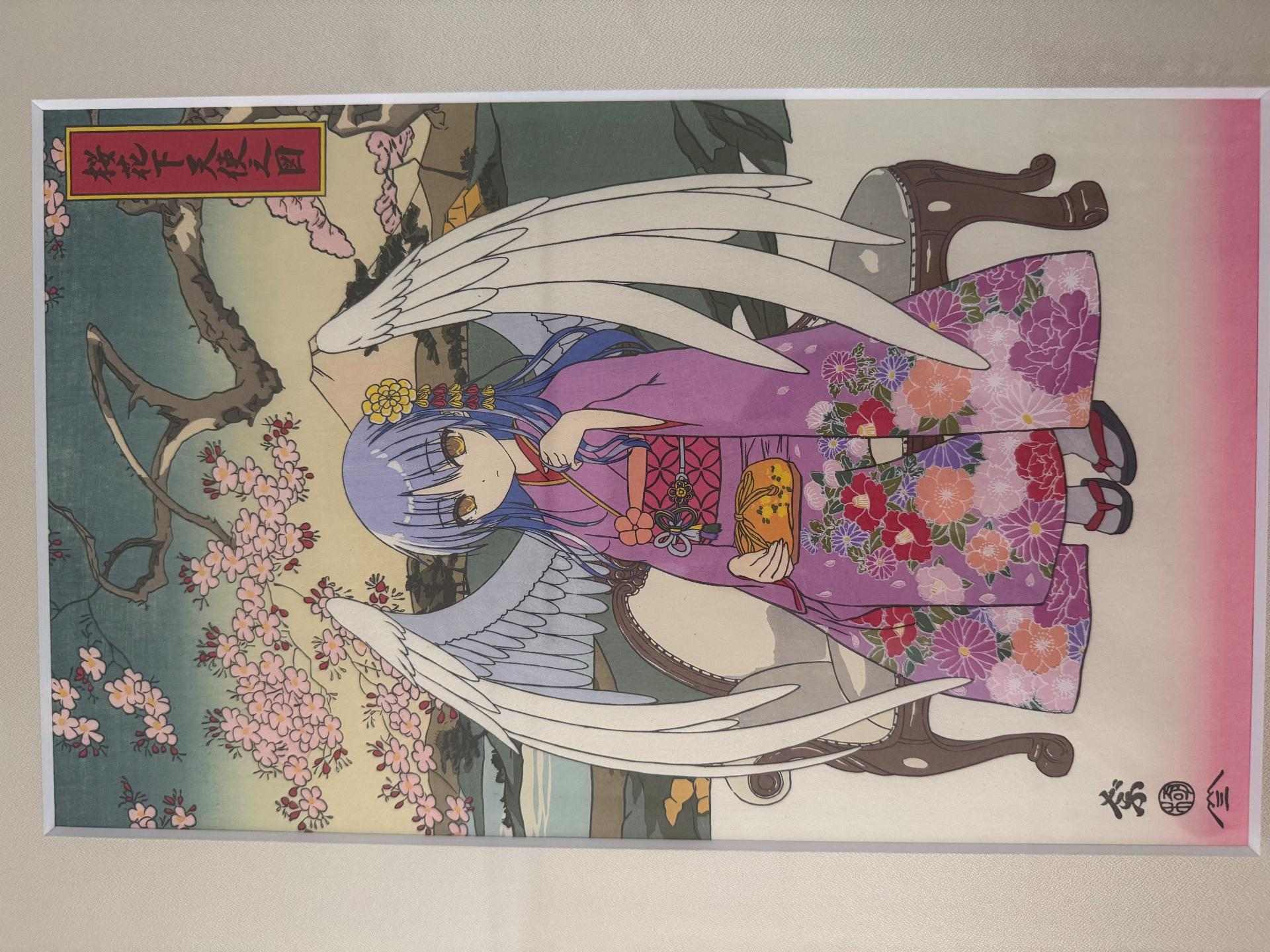 心得】隨意開箱『Angel Beats！』浮世繪木版畫櫻花下天使圖立華奏