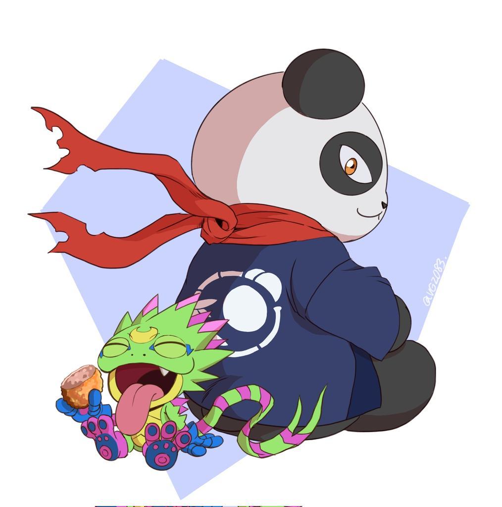 【分享】因炸肉餅結義為最親兄弟的月光壁虎獸 X 熊貓獸~ @數碼寶貝系列 Digimon 哈啦板 - 巴哈姆特
